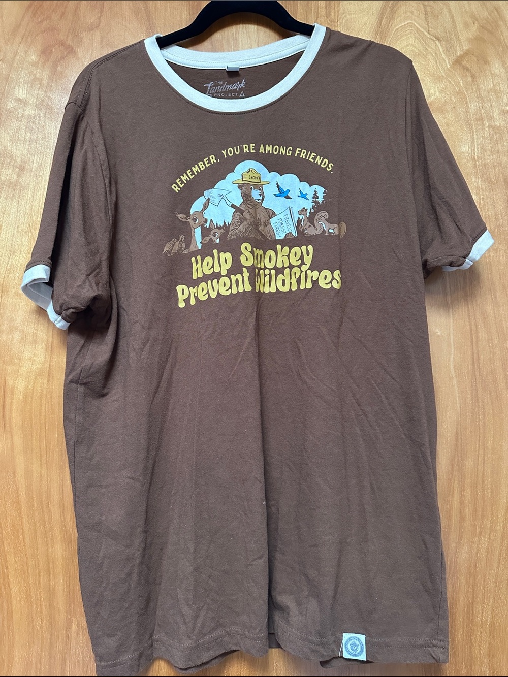 Smokey Bear Brown Ringer Short Sleeve Tee